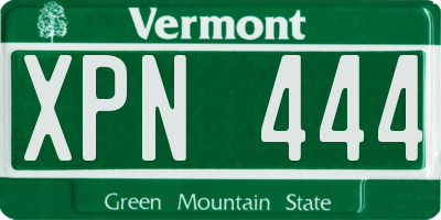 VT license plate XPN444