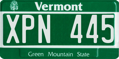 VT license plate XPN445
