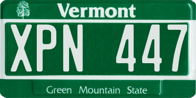 VT license plate XPN447
