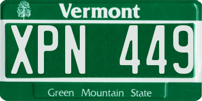 VT license plate XPN449