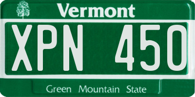 VT license plate XPN450