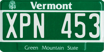 VT license plate XPN453