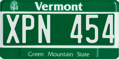 VT license plate XPN454