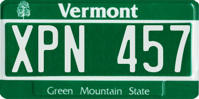 VT license plate XPN457