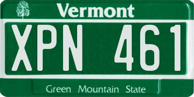 VT license plate XPN461