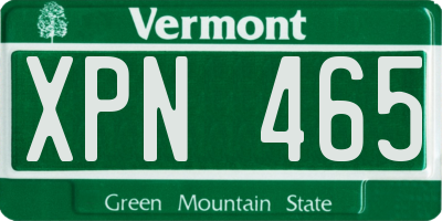 VT license plate XPN465