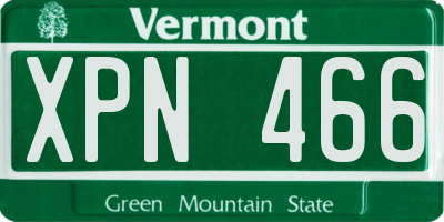 VT license plate XPN466