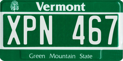 VT license plate XPN467