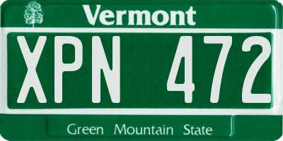 VT license plate XPN472