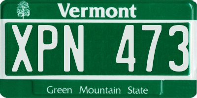 VT license plate XPN473