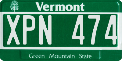 VT license plate XPN474
