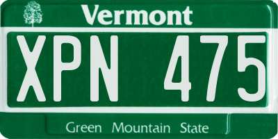 VT license plate XPN475