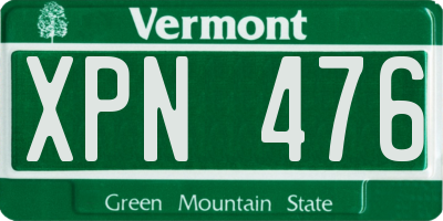 VT license plate XPN476