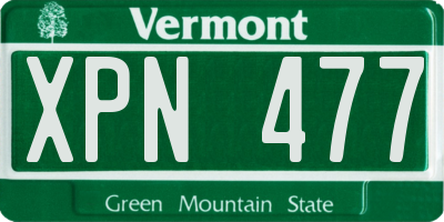 VT license plate XPN477