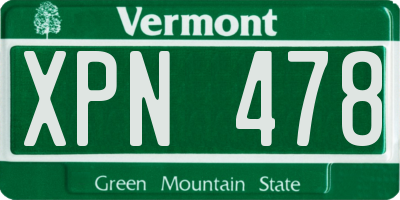 VT license plate XPN478
