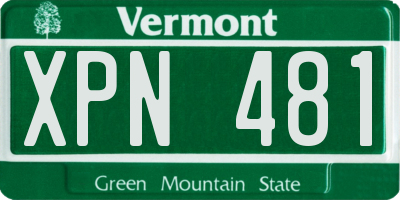 VT license plate XPN481