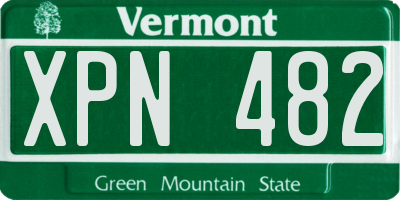 VT license plate XPN482
