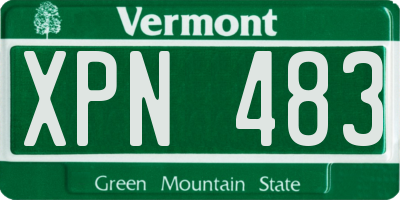 VT license plate XPN483