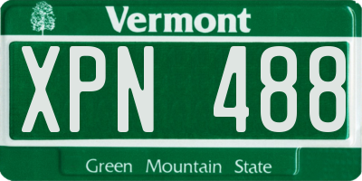 VT license plate XPN488