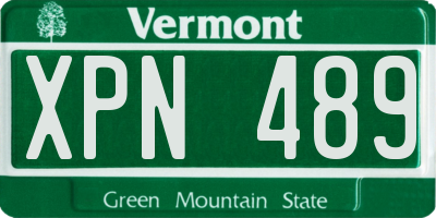 VT license plate XPN489