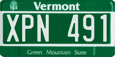 VT license plate XPN491
