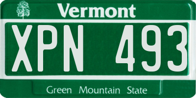 VT license plate XPN493