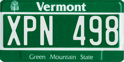 VT license plate XPN498