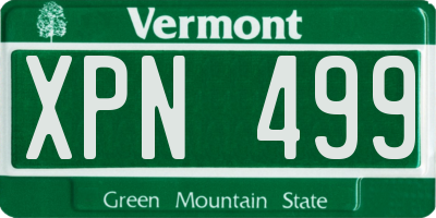 VT license plate XPN499