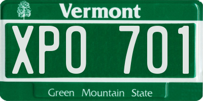 VT license plate XPO701