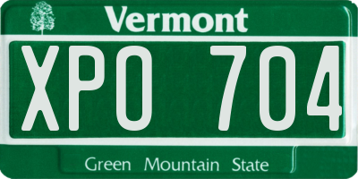 VT license plate XPO704