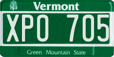 VT license plate XPO705