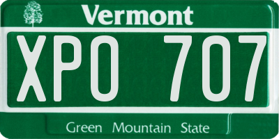 VT license plate XPO707