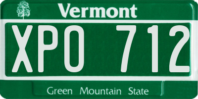 VT license plate XPO712