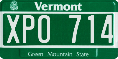 VT license plate XPO714