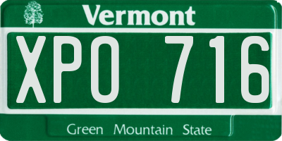 VT license plate XPO716