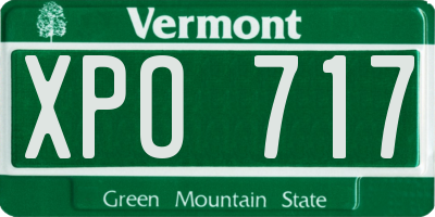 VT license plate XPO717