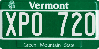 VT license plate XPO720