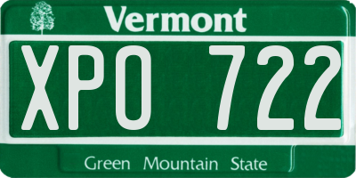 VT license plate XPO722