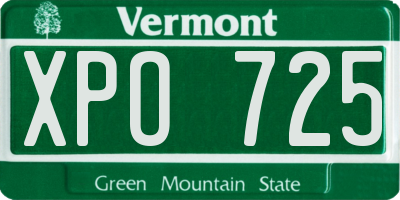 VT license plate XPO725