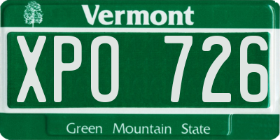 VT license plate XPO726