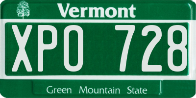 VT license plate XPO728