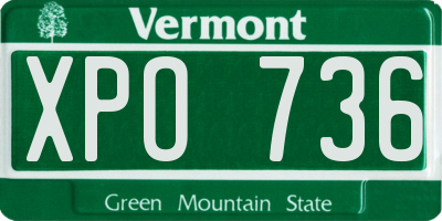 VT license plate XPO736