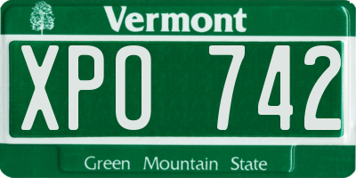 VT license plate XPO742