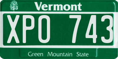 VT license plate XPO743