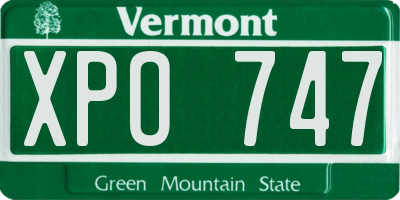 VT license plate XPO747
