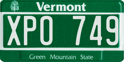 VT license plate XPO749