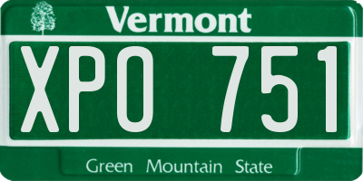 VT license plate XPO751