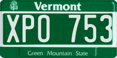 VT license plate XPO753
