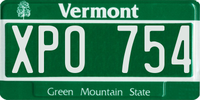 VT license plate XPO754