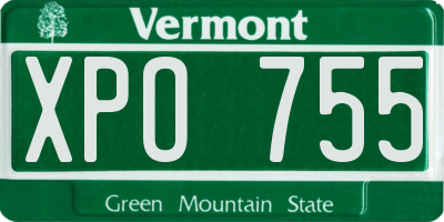 VT license plate XPO755
